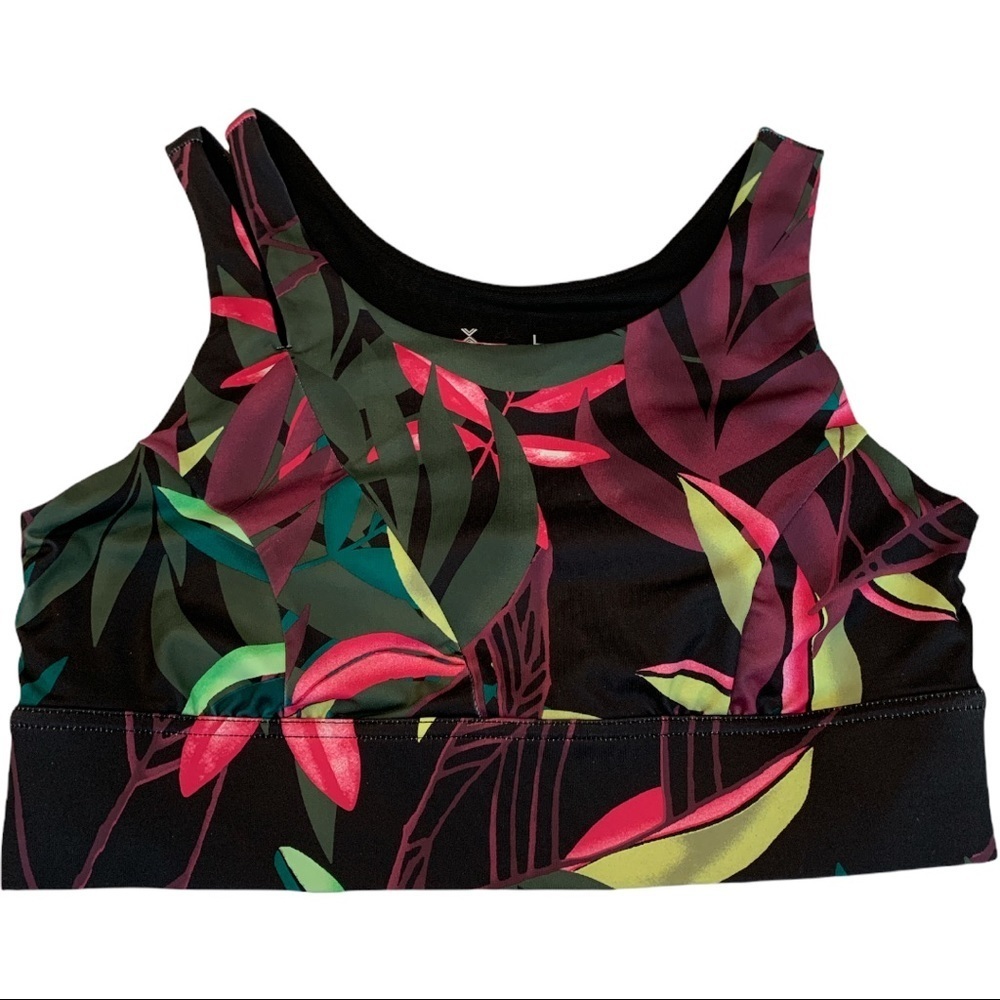 Xersion Tropical Print Medium Support Sports Bra Large - Picture 1 of 5